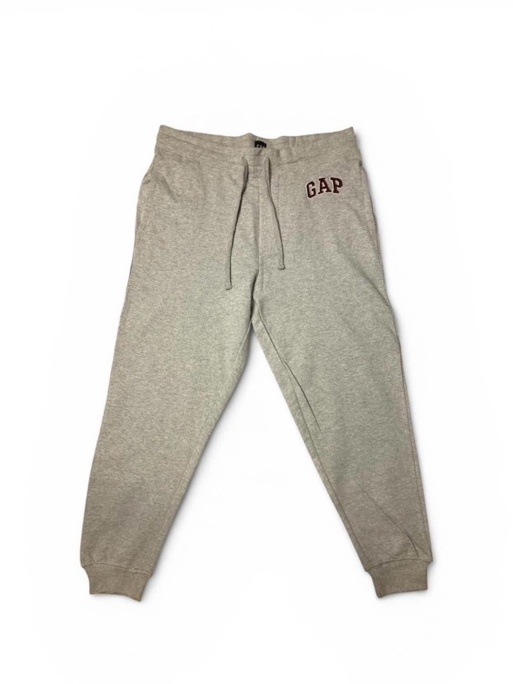 GAP Men's Light Gray Sweatpants with Maroon Logo size L
